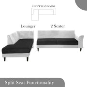 Casaliving Bradley LHS 4 Seater L Shape Sofa Set for Living Room (Black Grey Fabric) Premium Fabric Sofa