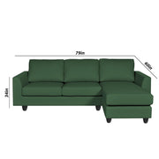 Danver RHS 4 Seater L Shape Sofa Set for Living Room (Green Fabric) Premium Fabric Sofa