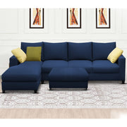 Rihan 8 Seater L Shape Sofa Set with Ottoman for Living Room (Blue Fabric) Left Side Sofa