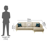 Falco RHS 4 Seater L Shape Sofa Set for Living Room (Cream Fabric) Premium Fabric Sofa