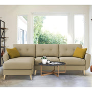 Lizel LHS 4 Seater L Shape Sofa Set for Living Room (Cream Fabric) Premium Velvet Fabric Sofa