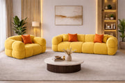Vetras Modern Velvet Bubble Cloud Sofa, Tufted Design Upholstered 3+1 Seater Sofa Set for Living Room, (Black Colour) Premium Velvet Fabric Sofa
