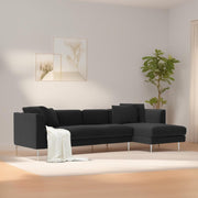 Vesco RHS 6 Seater L Shape Sofa Set for Living Room (Black) Premium Fabric Sofa