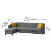 Neyami LHS 6 Seater L Shape Sofa Set for Living Room (Dark Grey) Premium Fabric Sofa Set