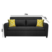 Garnet 3 Seater Sofa Set for Living Room (Black) Premium Fabric