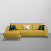 Falco LHS 4 Seater L Shape Sofa Set for Living Room (Yellow Fabric) Premium Fabric Sofa