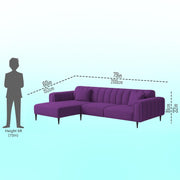 Damian LHS 4 Seater L Shape Sofa Set for Living Room (Purple Colour Fabric) Premium Fabric Sofa Set for Living Room