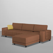 Linus RHS 4 Seater L Shape Sofa Set for Living Room (Brown Fabric) Premium Fabric Sofa