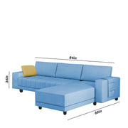 Linus RHS 4 Seater L Shape Sofa Set for Living Room (Turquise Fabric) Premium Fabric Sofa