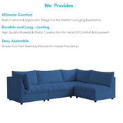 Lenser L Shaped Sofa Set for Living Room (Blue Fabric) Premium Fabric Sofa Set