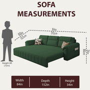 Alicia 3 Seater Sofa Cum Bed for Living Room (Green Fabric) Premium Fabric Sofa