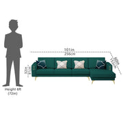 Falco RHS 6 Seater L Shape Sofa Set for Living Room (Pine Fabric) Premium Fabric Sofa