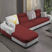 Amanda LHS 6 Seater L Shape,Sofa Set for Living Room (Maroon Grey Fabric)