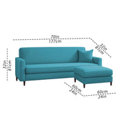 Valkyrie 4 Seater L Shape Convertible Sofa Set for Living Room, 3 Seater & Ottoman Modular Sectional Couch for Small Space (Turquise Colour) Fabric