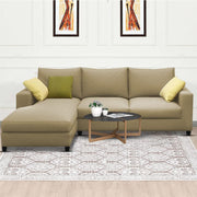 Rihan 4 Seater L Shape Sofa Set Living Room (Cream Fabric) Left Side Sofa