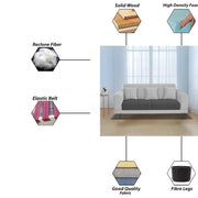 Casaliving Isabella 3 Seater Sofa Set for Living Room (Black Grey Colour Fabric) Premium Fabric Sofa