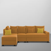 Inclair LHS 6 Seater L Shape Sofa Set for Living Room (Orange Fabric) Premium Fabric Sofa