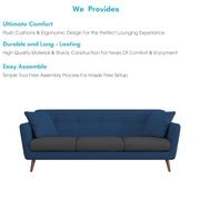 Letty 3 Seater Sofa Set for Living Room (Blue Black Colour) Premium Fabric Sofa