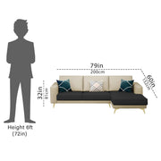 Falco RHS 4 Seater L Shape Sofa Set for Living Room (Cream Black Fabric) Premium Fabric Sofa