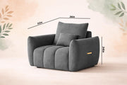 Velora Modern Velvet Bubble Cloud Sofa, Tufted Design Upholstered 3+1+1 Seater Sofa Set for Living Room, (Black Colour) Premium Velvet Fabric Sofa