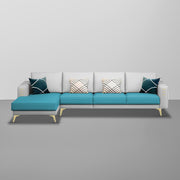 Falco LHS 6 Seater L Shape Sofa Set for Living Room (Turquise Grey Fabric) Premium Fabric Sofa