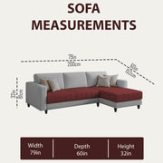 Oslo 4 Seater RHS L Shape Sofa Set for Living Room (Maroon Grey Fabric) Premium Fabric Sofa Set for Living Room