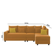 Inclair RHS 6 Seater L Shape Sofa Set for Living Room (Orange Fabric) Premium Fabric Sofa