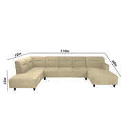 Ragno 8 Seater U Shape Sofa Set for Living Room (Cream Fabric) Premium Fabric Sofa