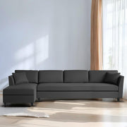 Casaliving Marvin LHS 4 Seater L Shape Sofa Set for Living Room (Black Fabric) Premium Fabric Sofa