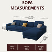 Orion RHS 6 Seater L Shape Sofa Set for Living Room (Blue Colour) Premium Fabric Sofa