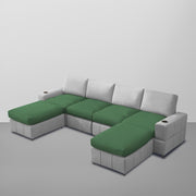 Rone 6 Seater L-Shaped & U-Shaped Sofas Set for Living Room – (Green Grey Colour Fabric) Premium Comfort Sofa