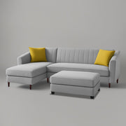 Neyami LHS 4 Seater with Ottoman L Shape Sofa Set for Living Room (Grey) Premium Fabric Sofa Set