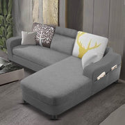 Amanda RHS 4 Seater L Shape,Sofa Set for Living Room (Grey Fabric)