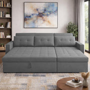 Casaliving Treshta 4 Seater LHS L - Shape Pull-Out Sofa Cum Bed with Storage Sofa for Living Room (Brown Fabric Color) Premium Fabric Sofa Set for Living Room Sofa Cum Bed