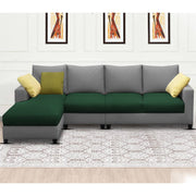 Rihan 6 Seater L Shape Sofa Set Living Room (Green Grey Fabric) Left Side Sofa