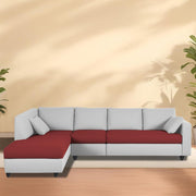 Dorian LHS 6 Seater L Shape Sofa Set for Living Room (Maroon Grey Fabric) Premium Fabric Sofa