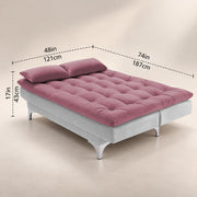 Casaliving Danny Sofa Cum Bed for Living Room Premium Fabric Sofa New 3 Seater Sofa Cum Bed Velvet Fabric with 2 Cushions and Suitable for All Indoor (Black Grey)