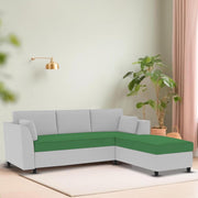 Blustin RHS 4 Seater L Shape Sofa Set for Living Room (Green Grey Fabric) Premium Fabric Sofa