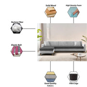 Garcia LHS 6 Seater L Shape Sofa Set for Living Room (Black Grey - Colour) Premium Fabric Sofa Set
