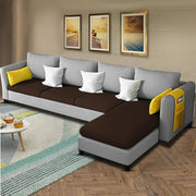 Asser RHS 6 Seater L Shape Sofa Set for Living Room (Brown Grey) Premium Fabric Sofa