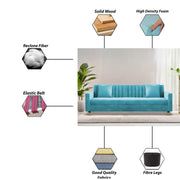 Garcia 3 Seater Sofa Set for Living Room (Blue Black Colour) Premium Fabric Sofa