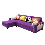 Denis 5 Seater L Shape Sofa Set for Living Room (Purple Fabric) Premium Fabric Sofa