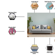 Duckby 3 Seater Sofa Set for Living Room (Black Colour) Premium Fabric Sofa