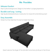 Janifer LHS 6 Seater L Shape Sofa Set for Living Room (Black Colour) Premium Fabric Sofa Set