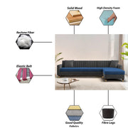 Garcia LHS 6 Seater L Shape Sofa Set for Living Room (Black Grey - Colour) Premium Fabric Sofa Set