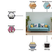 Duckby 3 Seater Sofa Set for Living Room (Black Colour) Premium Fabric Sofa
