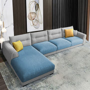 Hazer 6 Seater Sofa Set for Living Room (Light Blue Grey Fabric) Left Side Sofa