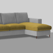 Charmi RHS 4 Seater L Shape Sofa Set for Living Room (Yellow Grey Fabric) Premium Fabric Sofa