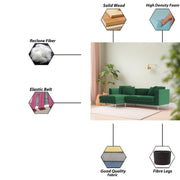 Vesco LHS 4 Seater L Shape Sofa Set for Living Room (Green) Premium Fabric Sofa
