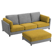 Nairo 4 Seater Interchangeable L Shape Sofa with Ottoman for Living Room (Yellow Grey Fabric)